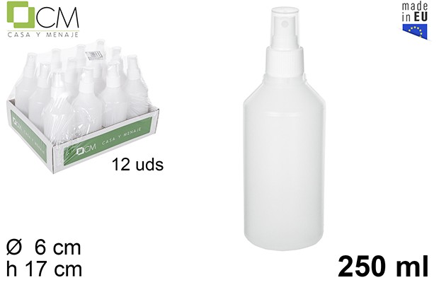 [110853] White plastic bottle with spray 250 ml