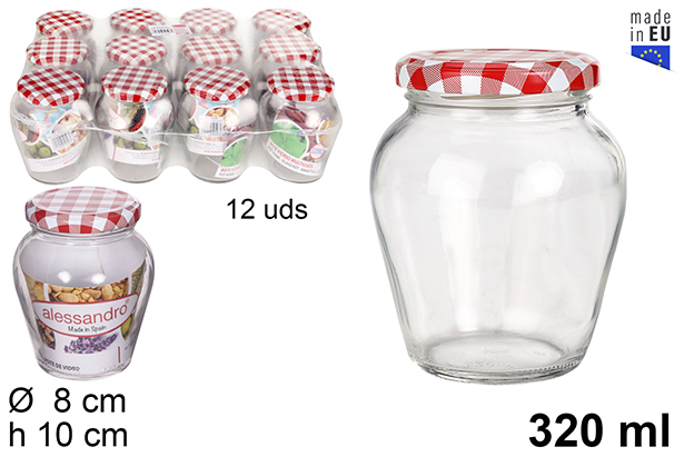Barattolo in vetro con coperchio vichy 320 ml