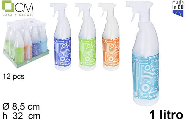Botella pulverizadora alta decorado círculos 1 l.