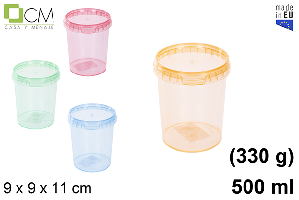 [110834] Multipurpose plastic container in translucent colors 500 ml (0,33 kg)