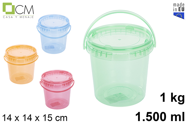 [110836] Multipurpose plastic container in translucent colors 1.500 ml (1 kg)