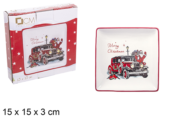 Bandeja cerámica cuadrada decorada Papa Noel 15 cm