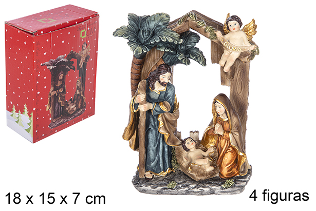 Portal Nacimiento 4 figuras 18 cm