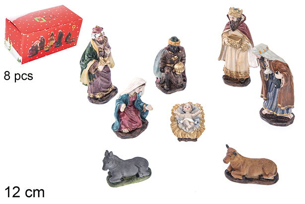 Pack 8 pezzi Natività in resina 12 cm