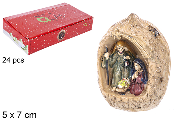 Nacimiento mini en nuez en expositor 5x7 cm