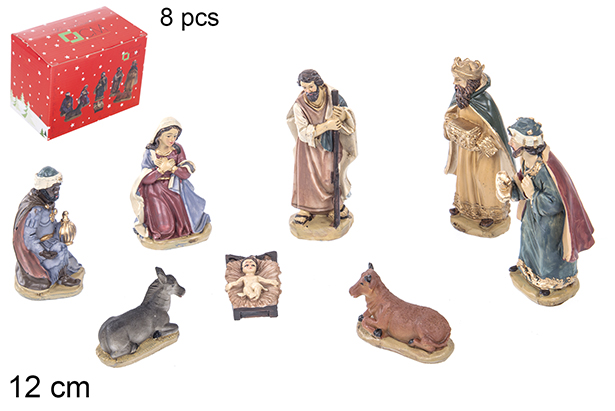 Pack 8 pezzi Natività in resina 12 cm