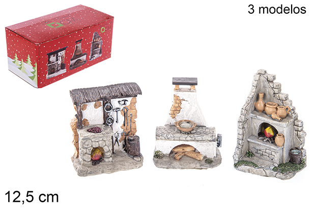 [110960] Nativity scene accessory LED oven 3 assorted models 12,5 cm