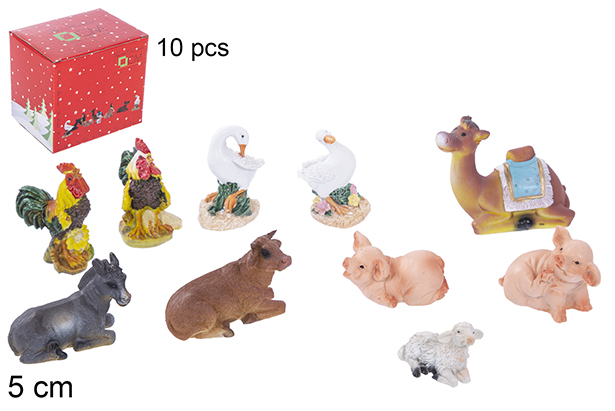 Pack 10 animali in resina assortiti