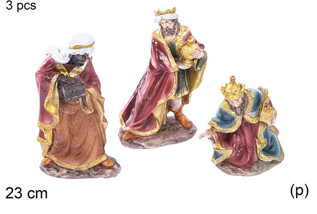 Pack 3 Reyes Magos resina 23 cm