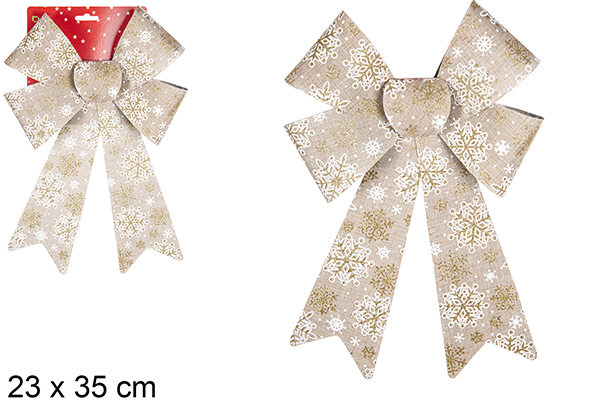 Lazo Navidad oro decorado copos de nieve 23x35 cm