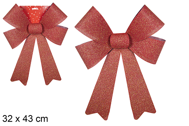 Red glitter Christmas bow 32x43 cm