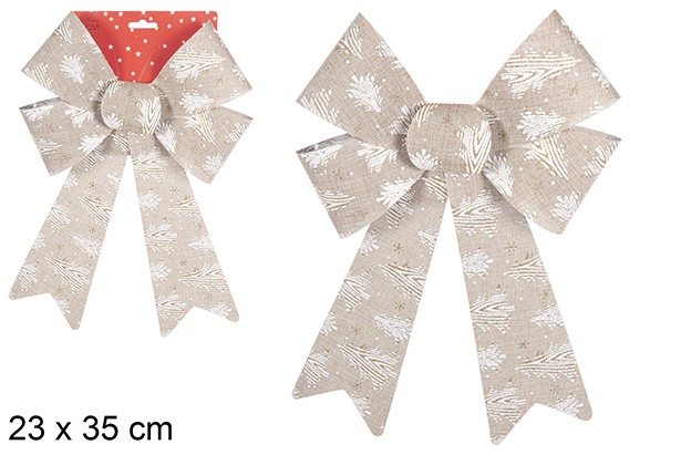 [111137] Fiocco natalizio oro decorato con albero 23x35 cm
