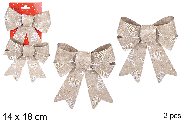 Pack 2 lazos Navidad oro decorado árbol 14x18 cm
