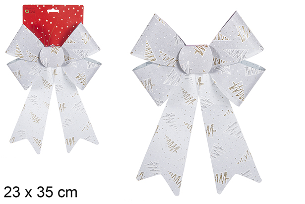 Lazo Navidad plata decorado árbol 23x35 cm