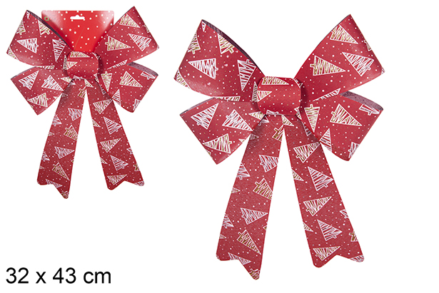 Lazo Navidad rojo decorado árbol 32x43 cm
