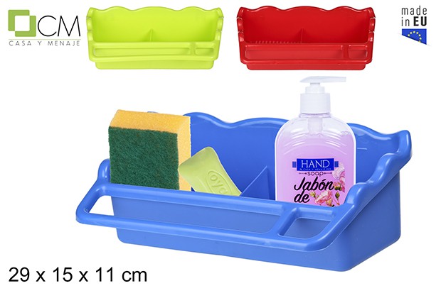 [102968] Suporte para esfregão de plástico com compartimento duplo em cores sortidas