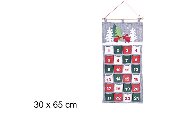 Calendrier de l'Avent de Noël 30x65 cm