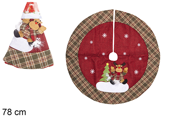 Manta pie árbol Navidad decorado ciervo 78 cm
