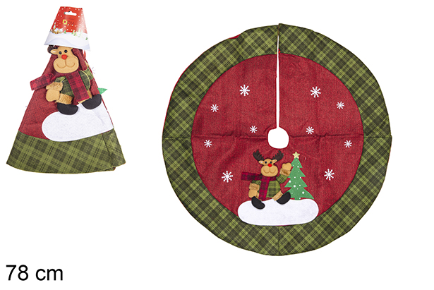 Christmas tree foot blanket decorated deer with tree and stars 78 cm