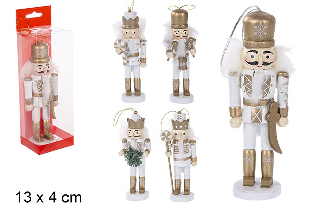 Quebra-nozes de Natal em madeira branca modelos variados 13 cm