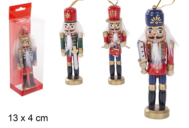 Modelos variados de quebra-nozes de Natal em madeira colorida 13 cm