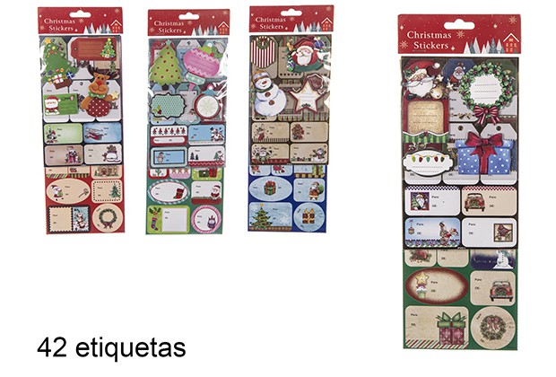 Pack 42 etichette regalo adesive assortite