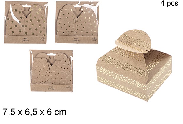 [111240] Pack 4 scatole regalo oro assortiti 7,5x6,5x6 cm