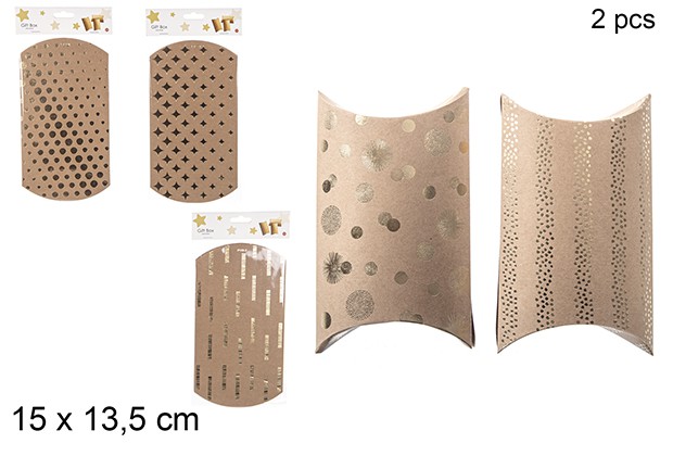 [111247] Pack 2 sacchetti regalo oro decorate natalizie 15x13,5 cm