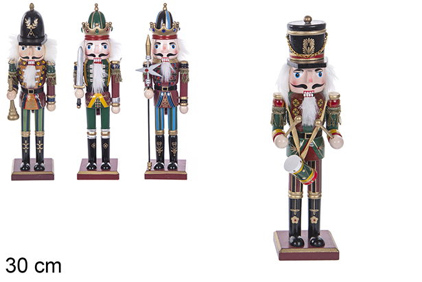 Wooden Christmas nutcracker assorted models 30 cm
