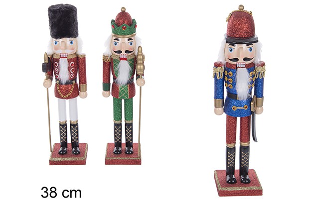 Cascanueces de Navidad de madera purpurina modelos surtidos 38 cm