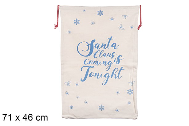 [111264] Decorated beige Christmas sack 71x46 cm