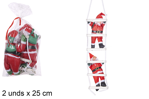 Papa Noel con traje impermeable y escalera 2x25 cm