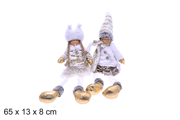 Figura de menina de Natal dourada/branca 65x13 cm