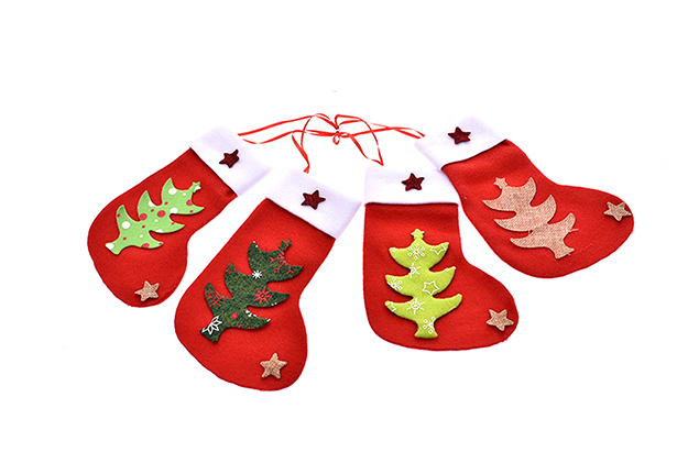 [205414] Chaussette de Noël décorée de sapin assorti