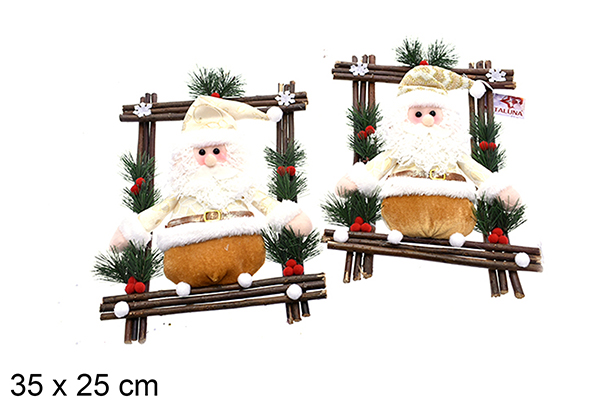 Colgante puerta con Papa Noel oro 2 surtidos 35x25 cm