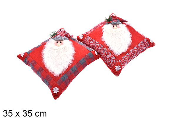 Cojín cuadrado rojo decorado Navidad 35 cm