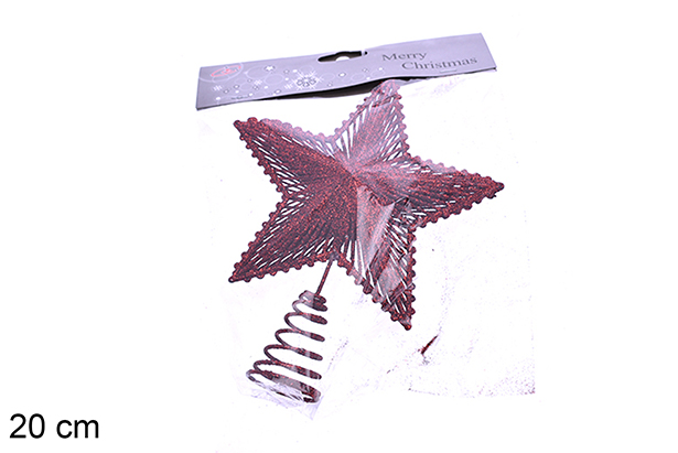 Punta stella albero glitter granato 20 cm