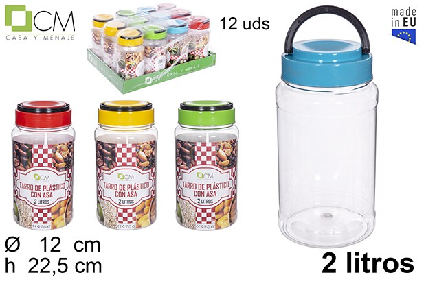 [108661] Transparent plastic jar with handle 2 l.