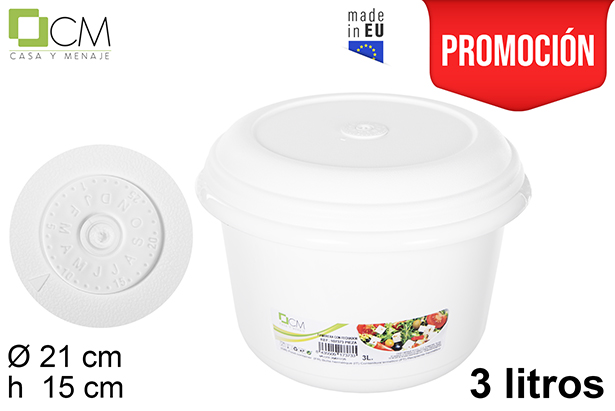[107373] FIAMBRERA REDONDA BLANCA CON FECHADOR 3 l. E827152