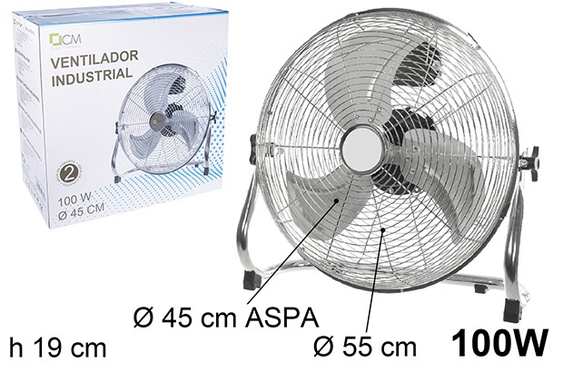 Ventilador de piso industrial 100 W 45 cm
