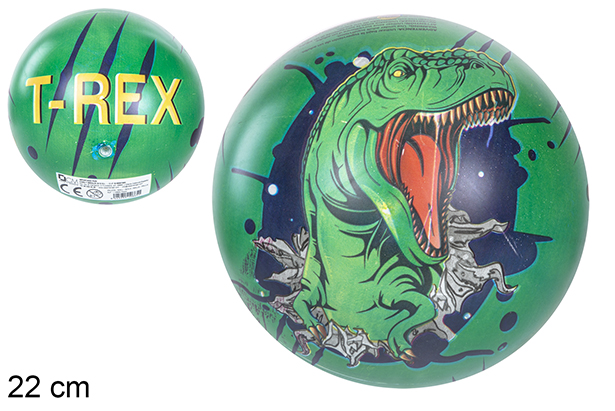 Balón plástico decorado t-rex 22 cm