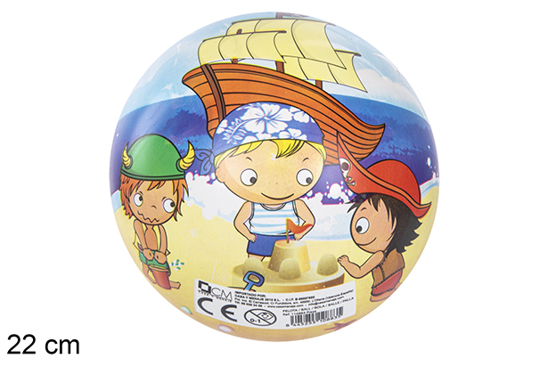 Bola de plástico decorada com pirata 22 cm