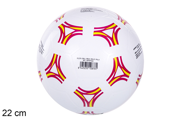 Yellow/red decorated plastic ball 22 cm