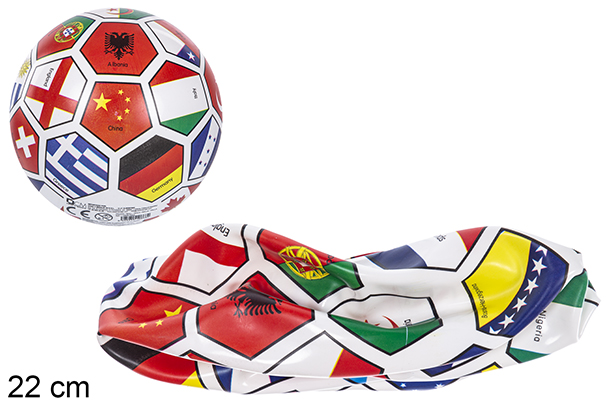 Balón plástico decorado banderas surtido 22 cm