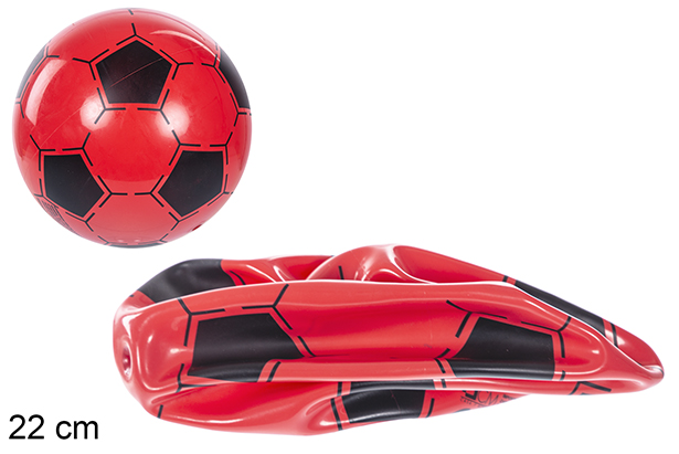 Balón plástico futbol rojo 22 cm