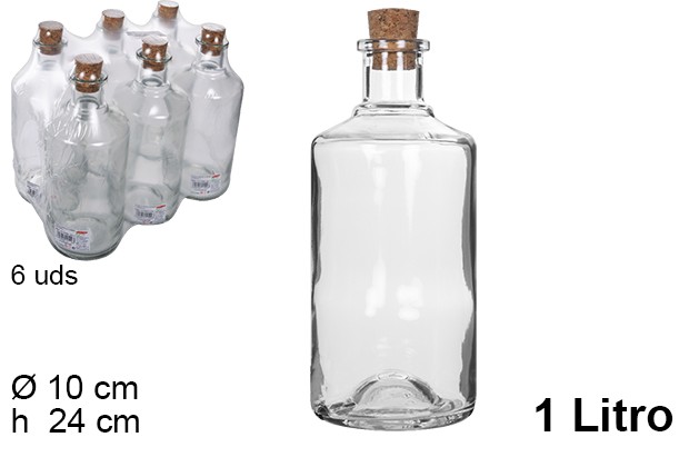 Bouteille en verre avec bouchon en plastique Alquimia 1 l.