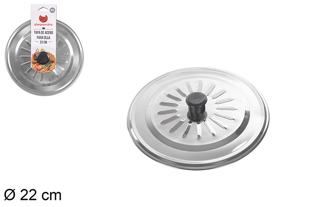 Coperchio in acciaio inox per pentola 22 cm