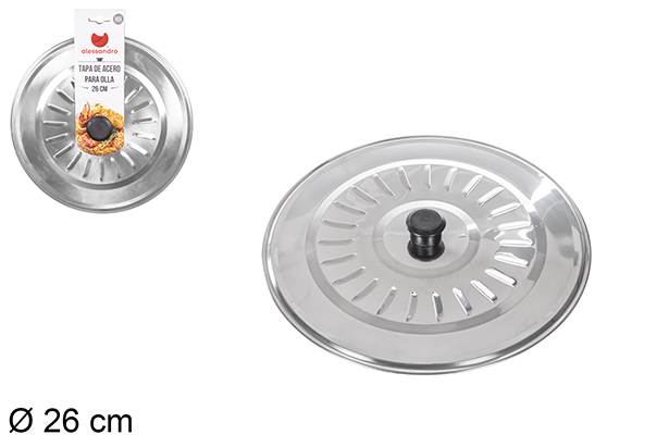 Coperchio in acciaio inox per pentola 26 cm