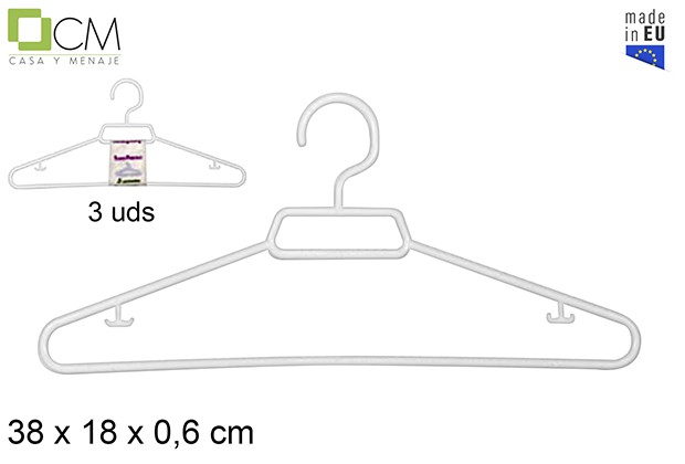 Pack 3 appendini in plastica bianche 38x18 cm