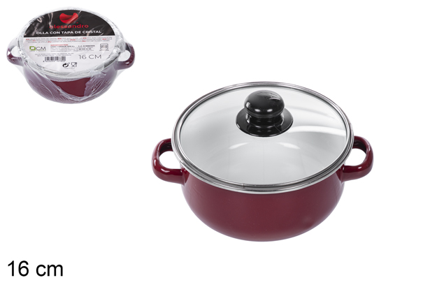 [110789] Pote vermelho com tampa de vidro 16 cm
